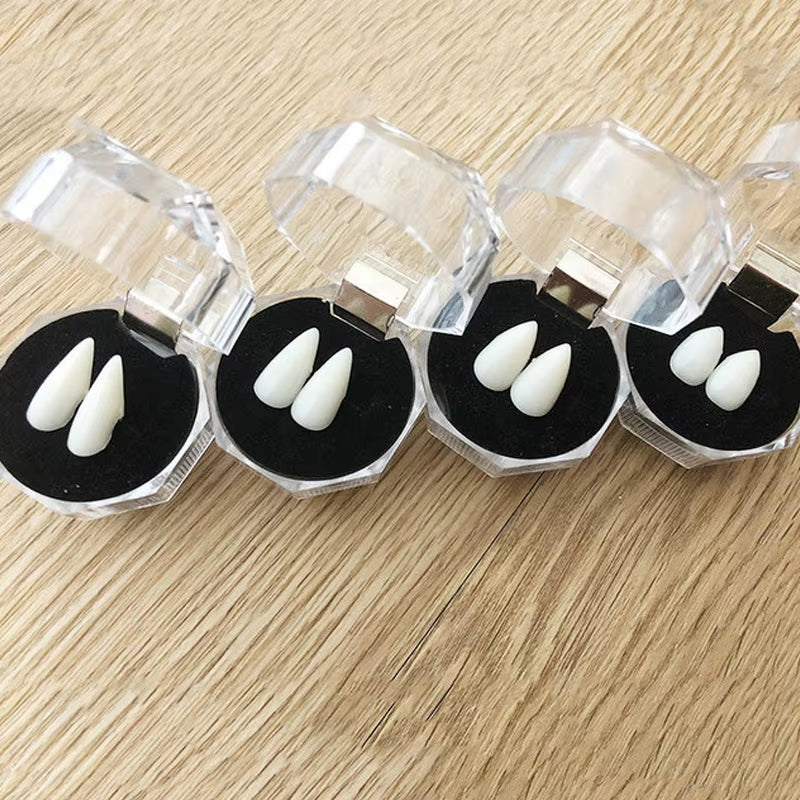 1 Pair Vampire Teeth Fangs Dentures Props Halloween Costume Props False Teeth Solid Glue Denture Adhesive Halloween Party Decor