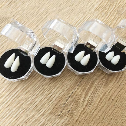 1 Pair Vampire Teeth Fangs Dentures Props Halloween Costume Props False Teeth Solid Glue Denture Adhesive Halloween Party Decor